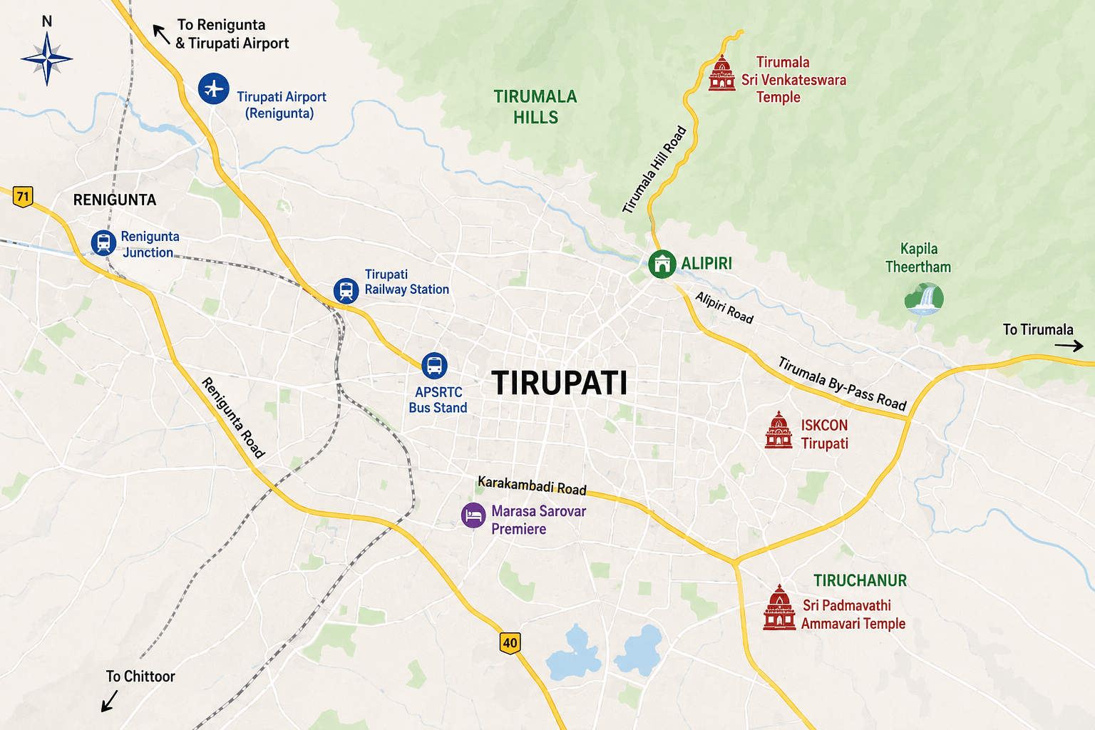 Tirupati City Map & Key Areas